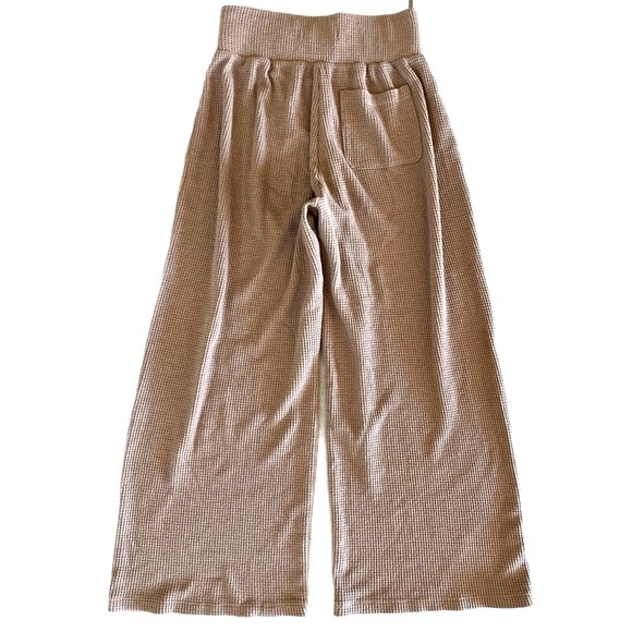 Abercrombie & Fitch High Rise Wide Leg Waffle Lounge Pants in Tan Size XS - Picture 6 of 7